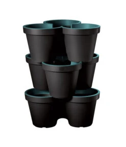 Kunststoff-Säulentopf Portland, Rund, Türkis, Ca. Ø43/H58 Cm, 3er-Set