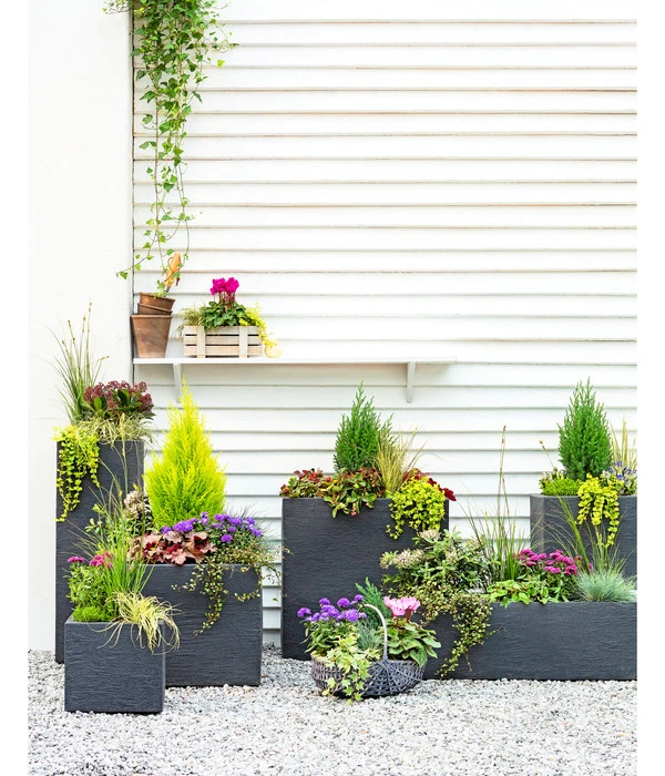 Dehner Kunststoff-Blumenkübel Palermo, Anthrazit – Bild 7