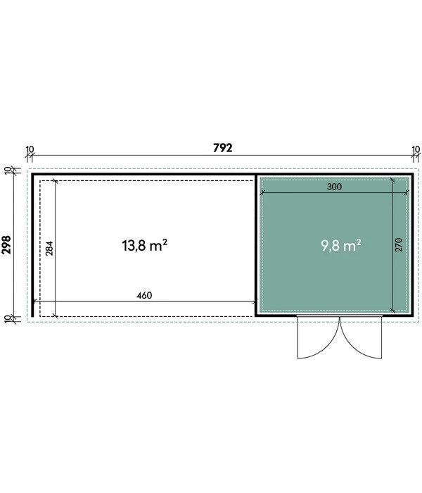Wolff Finnhaus Gerätehaus Eleganto 3330, Inkl. Lounge Links, Ca. B812/H225/T318 Cm – Bild 3