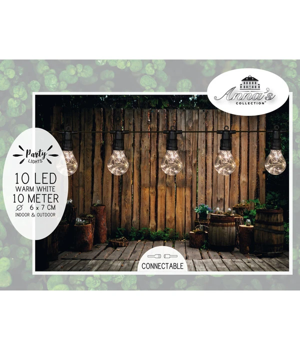 LED-Partylichterkette, Weiß/gold, 10 LEDs – Bild 3