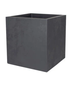 EDA-plastiques Kunststoff-Topf Basalt, Quadratisch, Anthrazit, Ca. B39,5/H43,5/T39,5 Cm