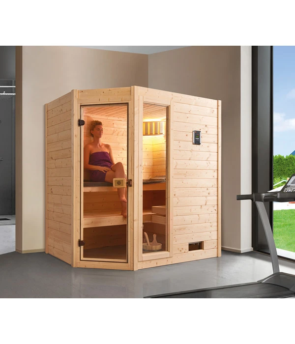 Weka Ecksauna Valida Mit Glastür Und Fenster Inkl. Ofen, Ca. B189/H203,5/T139 Cm – Bild 2