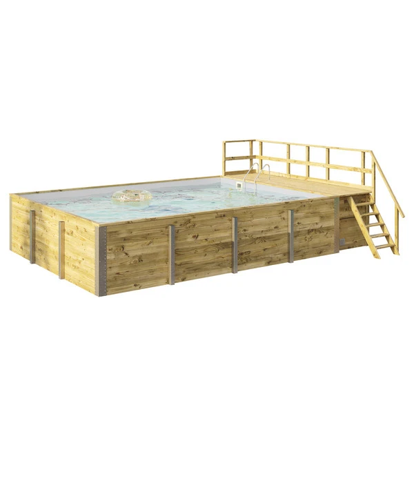 Weka Massivholzpool 595 Gr. 2, Ca. B650/H201/T490 Cm, Folie Hellgrau