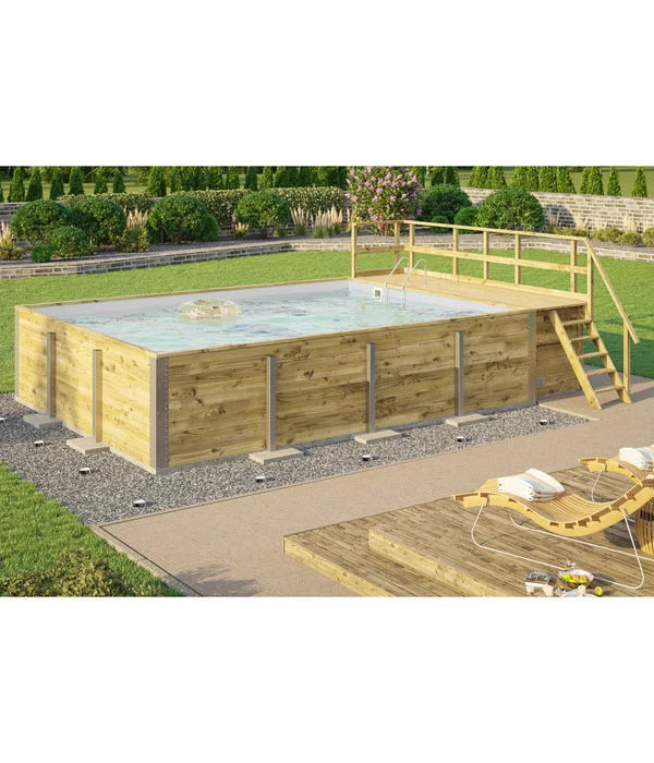 Weka Massivholzpool 595 Gr. 2, Ca. B650/H201/T490 Cm, Folie Hellgrau – Bild 2