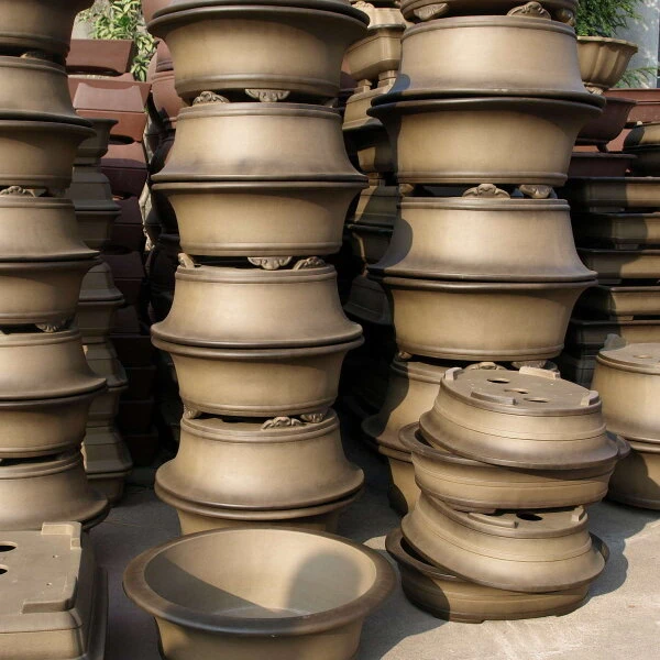 Bonsaischale 25.5x25.5x10cm Antik-Braun Rund Unglasiert – Bild 6