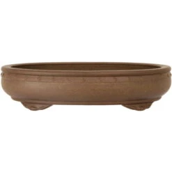 Bonsaischale 33.5x27.5x7.5cm Antik-Grau Oval Unglasiert