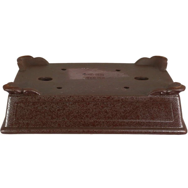 Bonsaischale 24.5x19.5x6cm Dunkelbraun Rechteckig Unglasiert – Bild 2